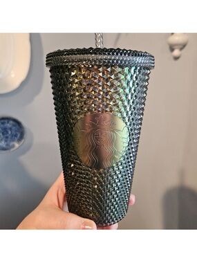 Starbucks Iridescent Textured Studded Tumbler - Green/Black Shift